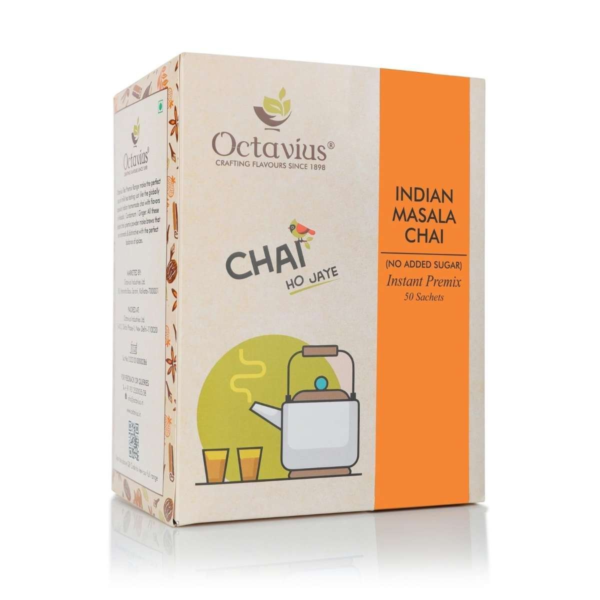 uk71StSWSbm7L-1.jpg Octavius | Indian Masala (No Added Sugar) Premix Tea - 50 Pouches | Low Sugar | Readymade Tea Mix | Ready Tea | Premix Tea Powder | Instant Tea | Tea Premix | Economy Pack - 50 Sachets - Fast UK Delivery - Image 1