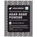 Urban Platter Professional-Grade Agar Agar Powder, 50g (5 Sachets of 10g Each, Plant-Based Gelatin Alternative, Ideal for Veg Jelly and Vegan Cheese) - Fast UK Delivery