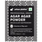 Urban Platter Professional-Grade Agar Agar Powder, 50g (5 Sachets of 10g Each, Plant-Based Gelatin Alternative, Ideal for Veg Jelly and Vegan Cheese) - Fast UK Delivery