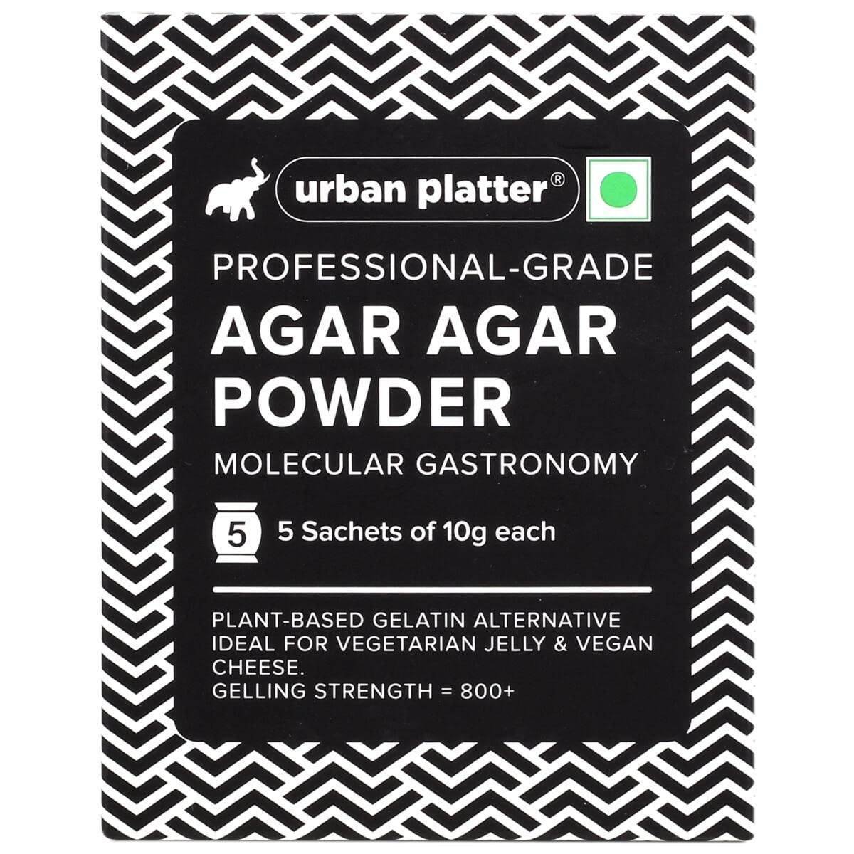 uk71T9NudqsmL-1.jpg Urban Platter Professional-Grade Agar Agar Powder, 50g (5 Sachets of 10g Each, Plant-Based Gelatin Alternative, Ideal for Veg Jelly and Vegan Cheese) - Fast UK Delivery - Image 1