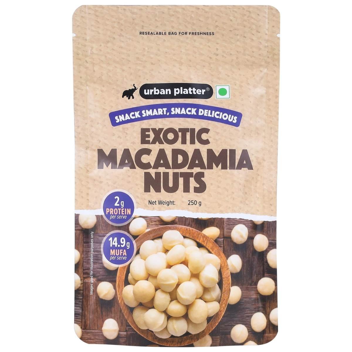 uk71TeuJC5CzL-1.jpg Urban Platter Bold and Exotic Macadamia Nuts, 250g (Grade A, Crunchy, Perfect for Guilt-Free Snacking) - Fast UK Delivery - Image 1