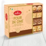 Haldiram's Four in One 450G, Savour The Variety of Indian Sweets (Contains Dodha Burfi, Patisa, Besan Burfi & Panjeeri Ladoo) - Fast UK Delivery