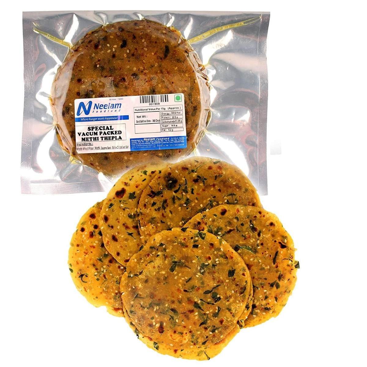 uk71UIzEOuTkL-1.jpg Neelam Foodland Vacum Packed Methi Thepla, 250 G - Fast UK Delivery - Image 1