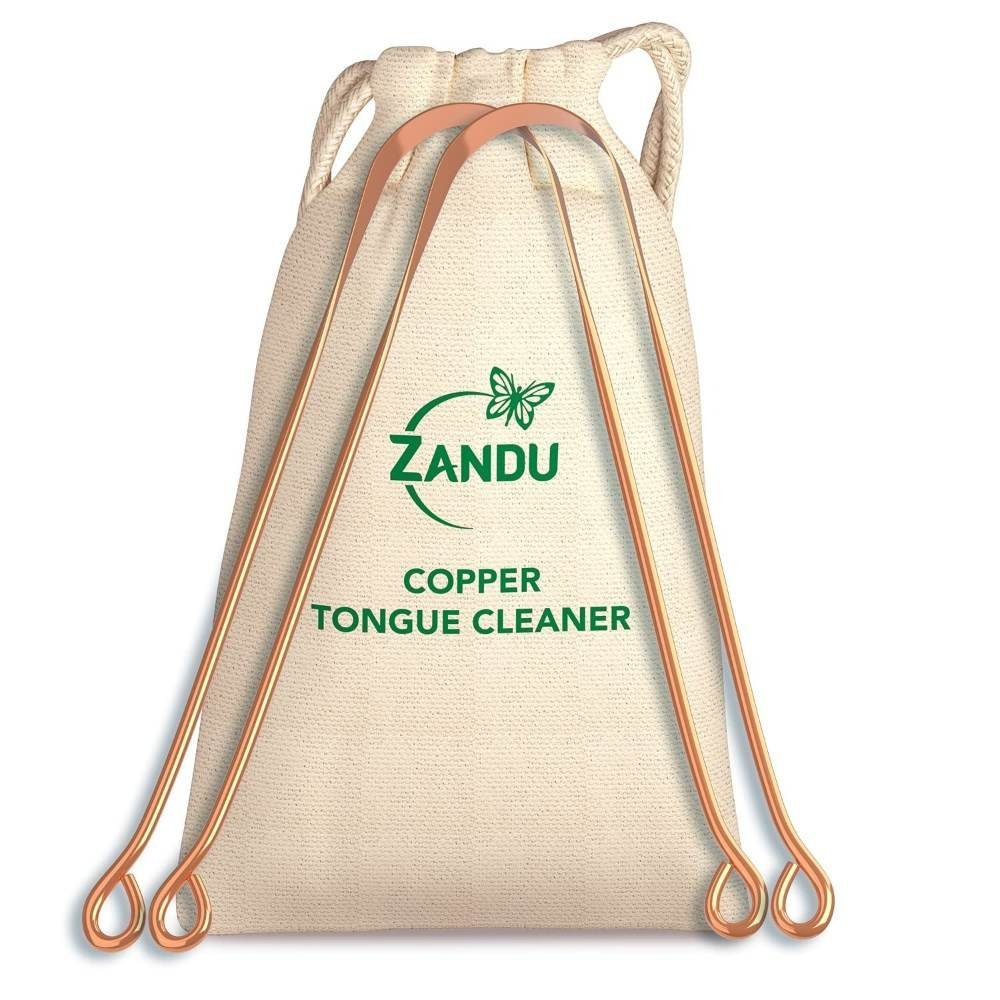 uk71VBjORImpL-1.jpg Zandu Copper Tongue Cleaner (Pack of 2) :An Anti-Microbial Tongue Cleaner for Managing Oral Health | Reduces Bad Breath & Supports Digestive Health | Comfortable & Flexible Handle | Easy & Safe to Use - Fast UK Delivery - Image 1