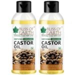 Bliss of Earth USDA Organic Castor Oil For Hair Growth, Skin & Eyebrows, Cold Pressed & Hexane Free, 2X100 ml - Fast UK Delivery
