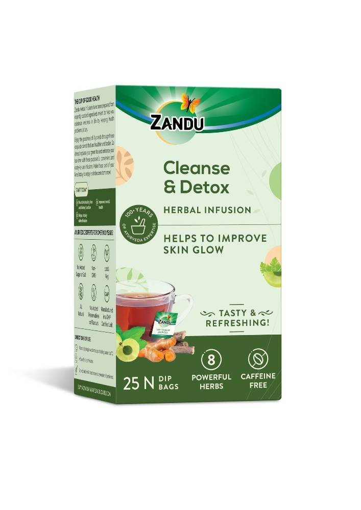 uk71WDMGaTUJL-1-1.jpg Zandu Cleanse & Detox Herbal Infusion: Use This Tea Bag to Give Your Body the Gift of Good Health |Helps Improve Skin Glow & Detoxifies the Body | Supports Holistic Health(25 Tea bags) - Image 1