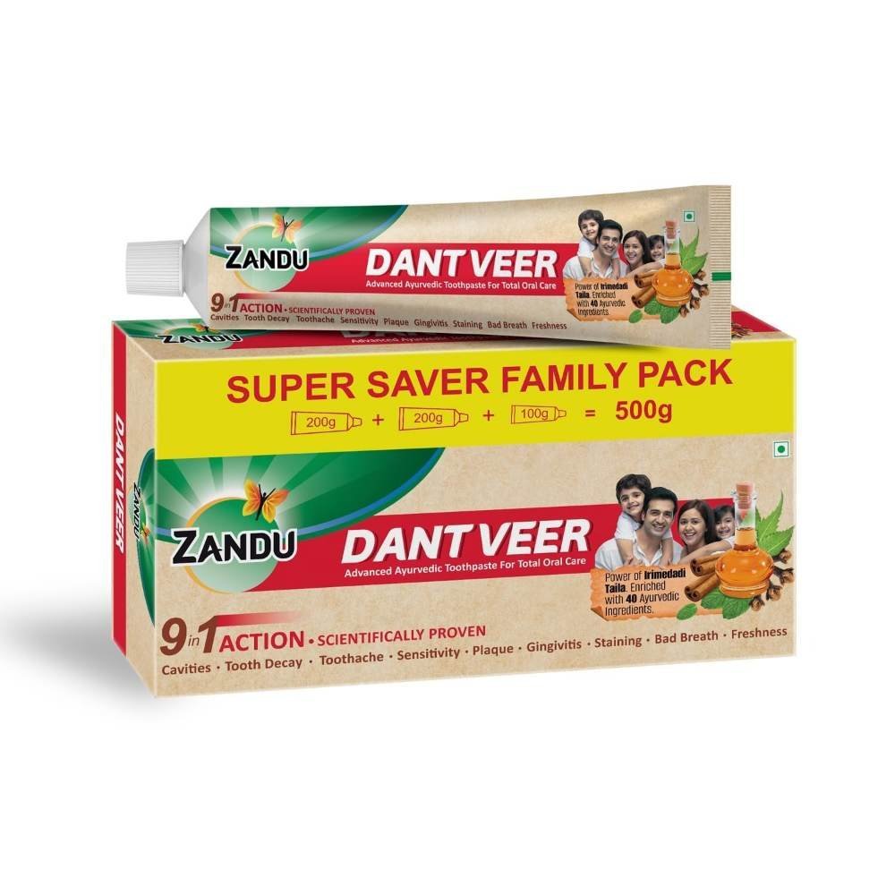uk71XQ8CDuweL-1.jpg Zandu Dantveer, 500g, India?s 1st Ayurvedic toothpaste with Irimedadi oil | Scientifically proven formula |Fights 9 dental problems - Fast UK Delivery - Image 1