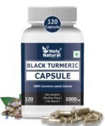 Holy Natural Black Turmeric Capsules - 120 Capsules (500 mg/cap) | 100% Potent Black Turmeric Powder Use | 100% Pure and Natural Capsules