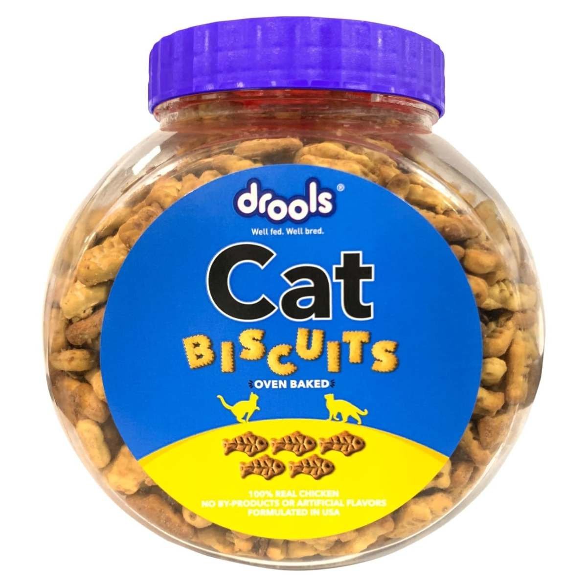 uk71YmWZBVJlL-1.jpg Drools Cat Treat Biscuits Real Chicken Flavor 400g Jar - Fast UK Delivery - Image 1