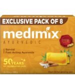 Medimix Ayurvedic Sandal Bathing Soap Bar With Eladi Oil 125Gm (Combo Pack of 8) | For Naturally Glowing Skin | Herbal | Natural | Paraben-free & Sulphate-free | 100% Vegan - Fast UK Delivery