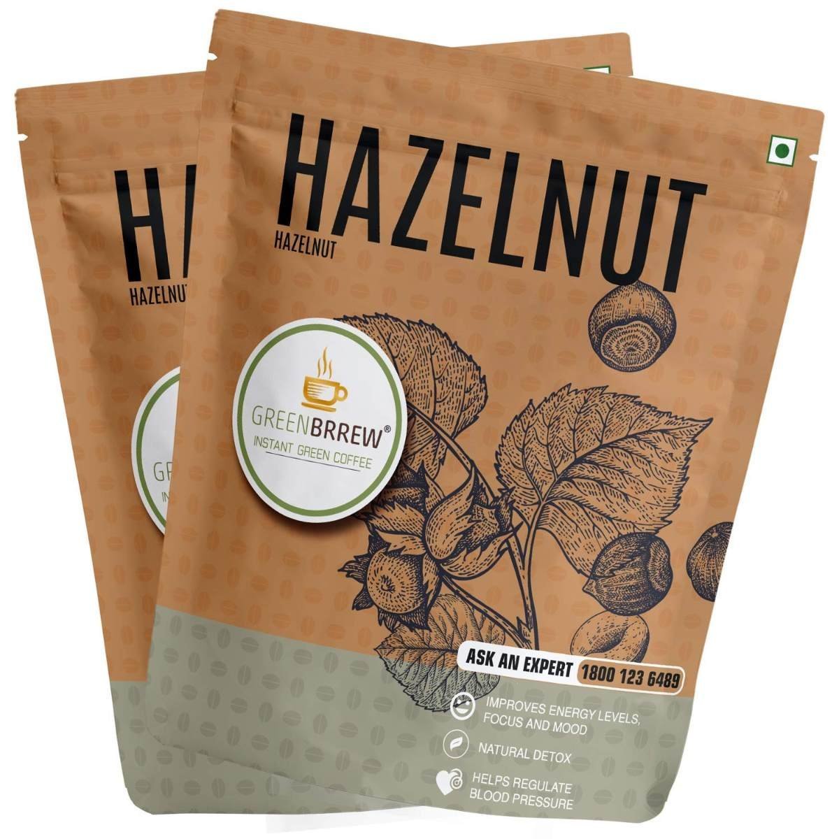 uk71bE9mLwvCL-1.jpg Greenbrrew Hazelnut Instant Coffee | Green Coffee Extract ("PL-AAA") + Probiotics | Hot & Cold Coffee | 20 Sachets, 30g (Pack Of 2) - Fast Shipping to USA & Canada - Image 1
