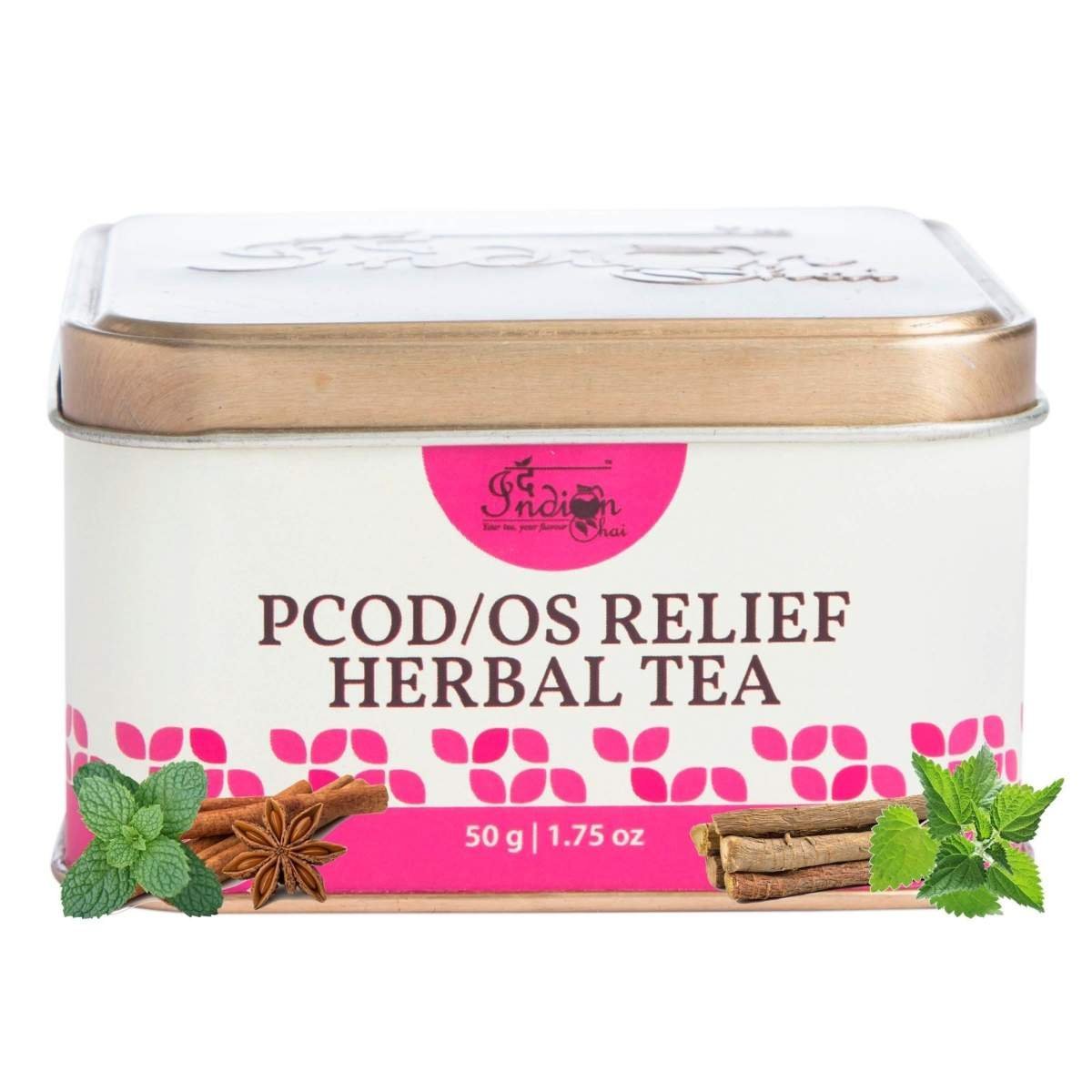 uk71cHjfVcT5L-1.jpg The Indian Chai - Pcod/Os Relief Tea for 50Grams With Spearmint Tea, Flax Seed, Chasteberry Etc, Helps With Acne, Facial Hair Growth, Scalp Hair Loss Related To Hormonal Imbalance - Fast UK Delivery - Image 1