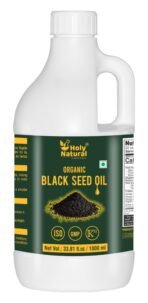Holy Natural Cold-Pressed Organic Black Seed/Nigella Sativa/Kalonji Seeds Oil (1000ml), For Edible, Hair and Skin Care | Virgin Grade, No GMO, and Untreated Edible Oil | Weight loss, Immunity Booster | Hair Growth, Hair Fall | Skin Glow, Skin Softness.
