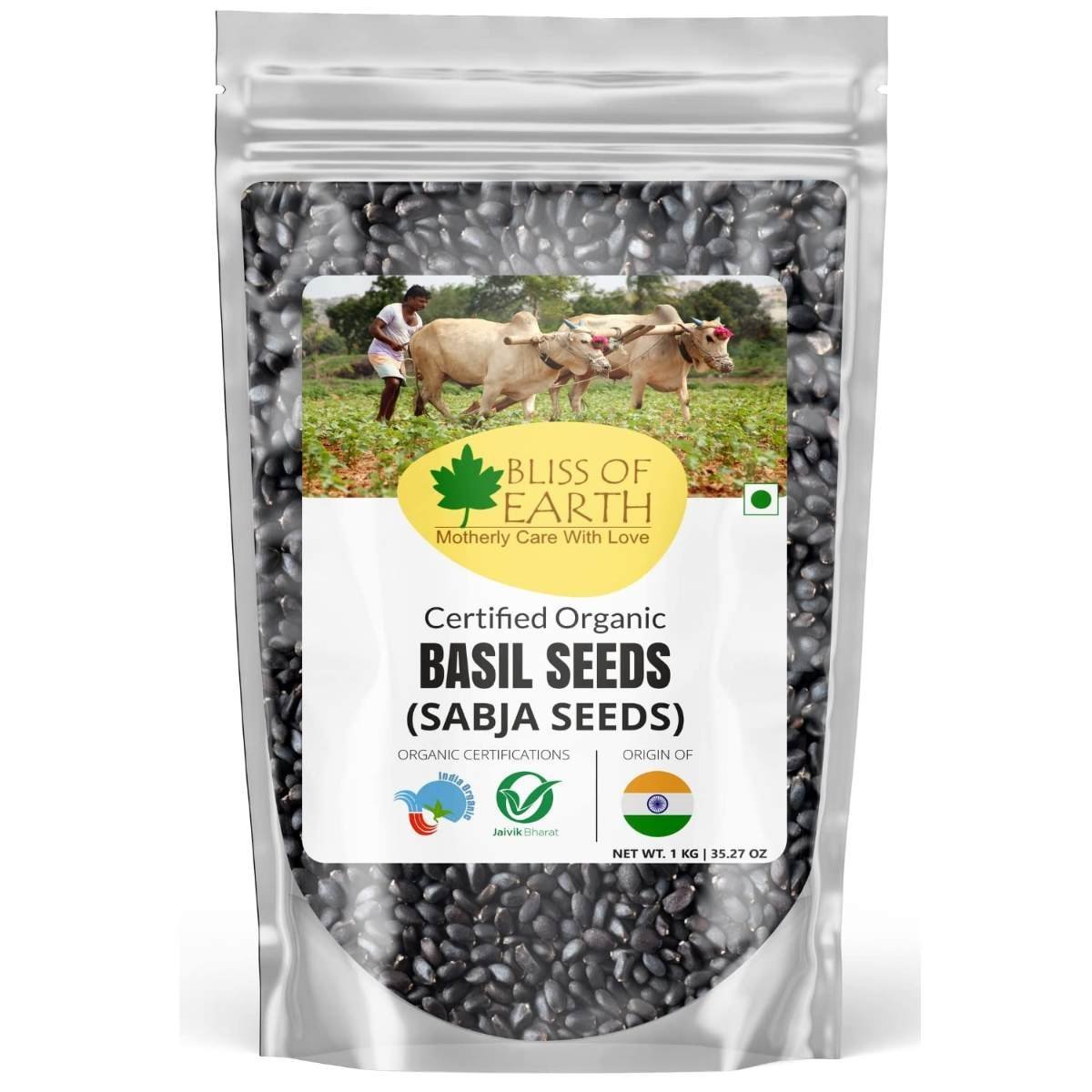 uk71dlAsYHNPL-1.jpg Bliss of Earth Basil Seeds Organic Sabja Seeds, Tukmaria Seeds Fiber & Omega-3 Rich Good for weight loss, Hydration Tiny PowerHouse Seeds 1KG - Fast UK Delivery - Image 1