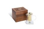 Octavius | Pyramid Glass Tea Pot With GOLD PLATED INFUSER & SESHAM WOOD GIFT BOX - 720 Ml | Removable Infuser & Lid | Heat Resistant | Green Tea Maker | Loose Leaf Tea Maker | Ideal for 4 Cups - Fast UK Delivery