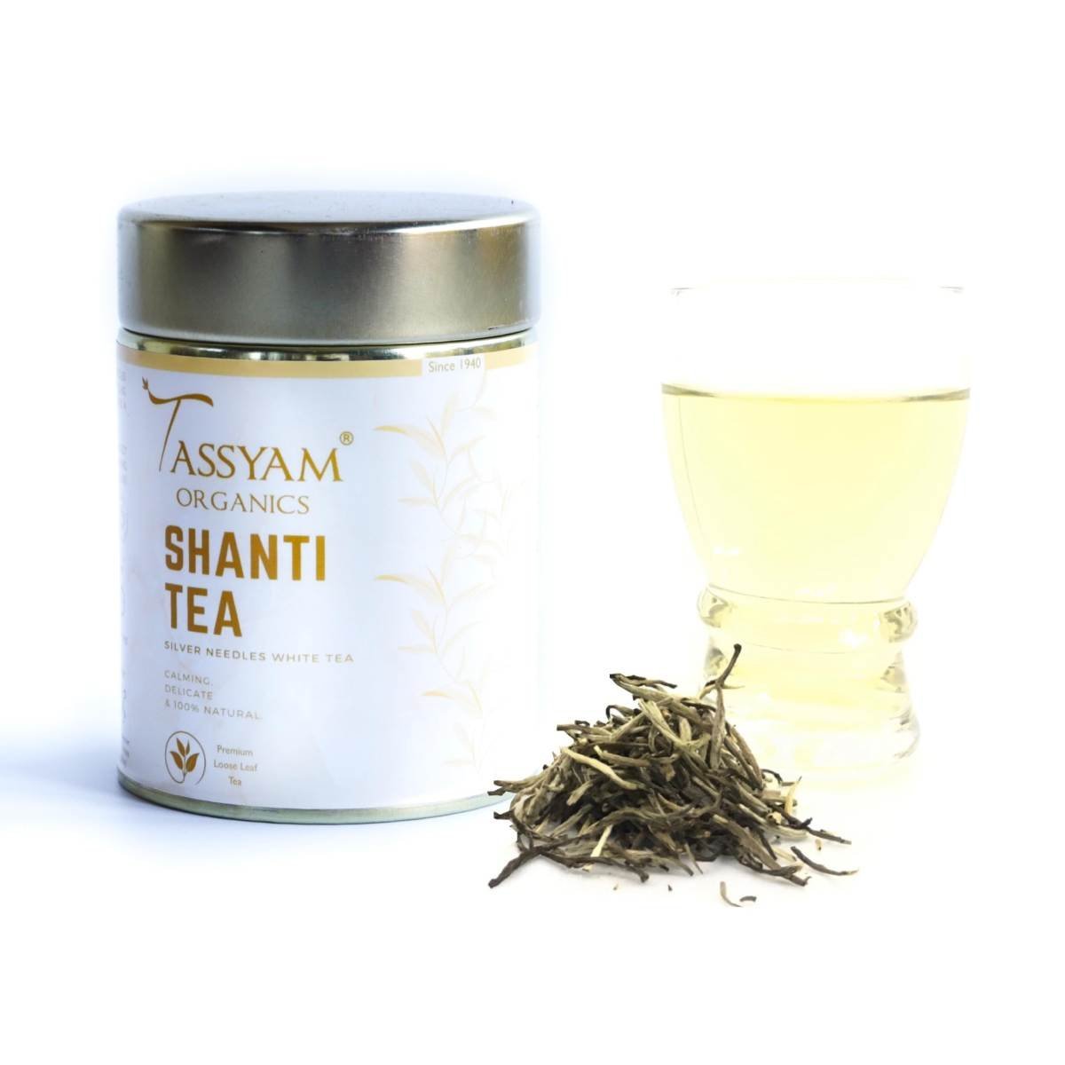 uk71emYW0DQ9L-1.jpg Tassyam Shanti White Tea Rare 50 grams | Premium Tin Jar - Fast UK Delivery - Image 1