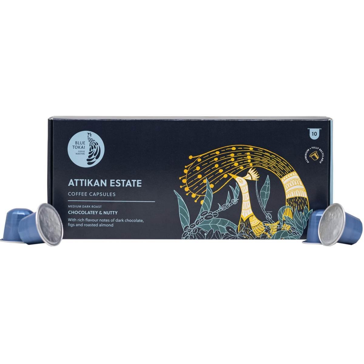 uk71ftLS0MV3L-1.jpg Blue Tokai Coffee Roasters Aluminium Capsules Attikan Estate - Medium Dark Roast With 100% Speciality Arabica| |10 Pods In Pack | Nespresso Compatible Coffee Pods - Fast UK Delivery - Image 1