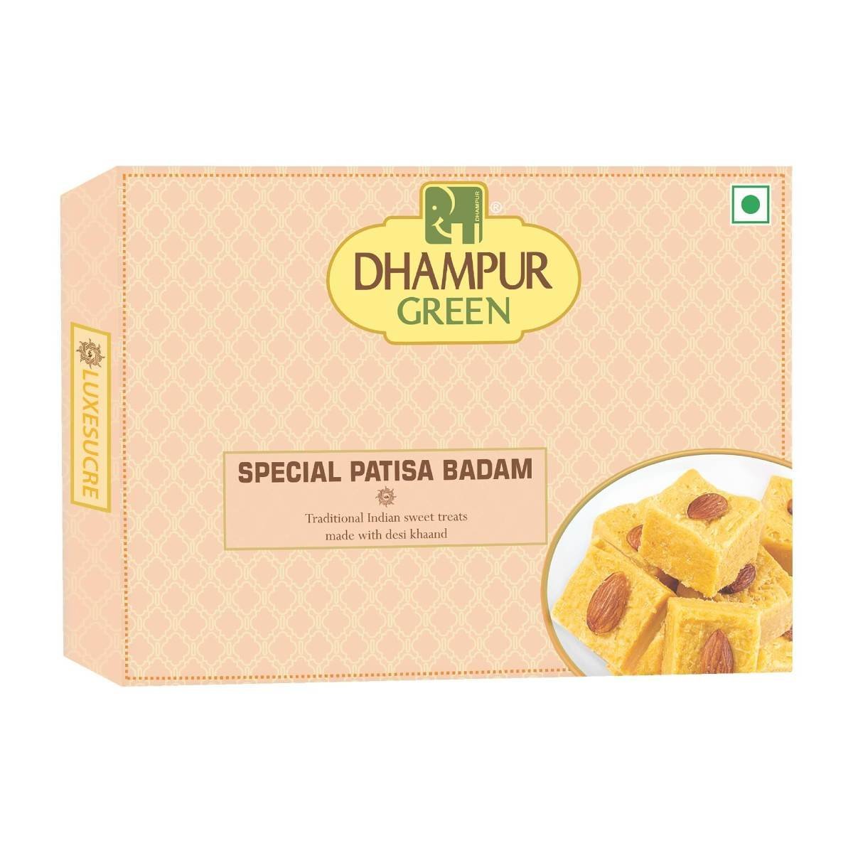uk71gXhGYj4L-1.jpg Dhampurgreen Patisa Badam, 350g | Sweets Gift Hamper| Indian Sweets | Mithai | Gift - Fast UK Delivery - Image 1