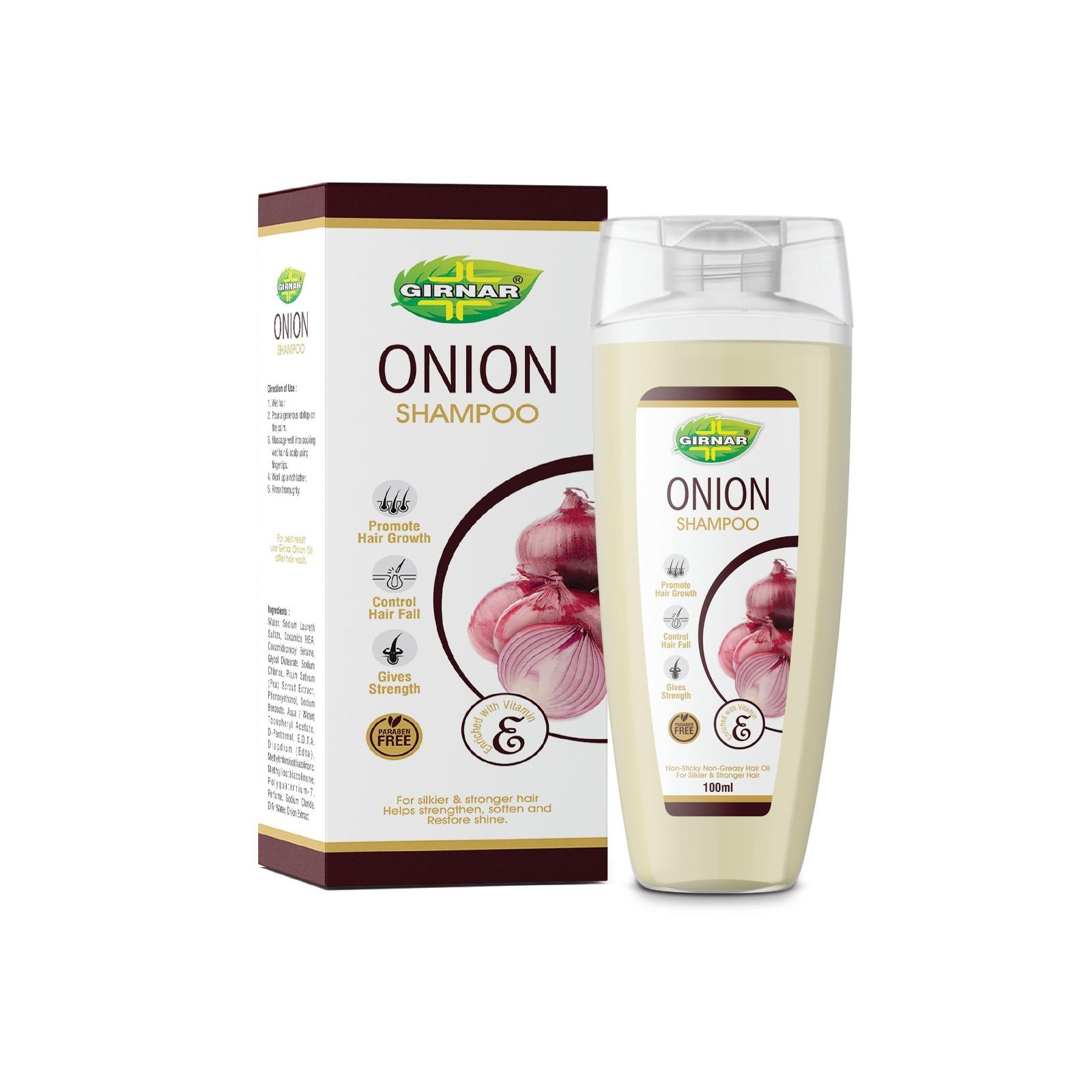 uk71gZWbGPPL-1.jpg Girnar Onion Shampoo | Hair Growth & Hair Fall Control Shampoo | Enriched with Onion Oil & Vitamin E | 100ml - Fast UK Delivery - Image 1