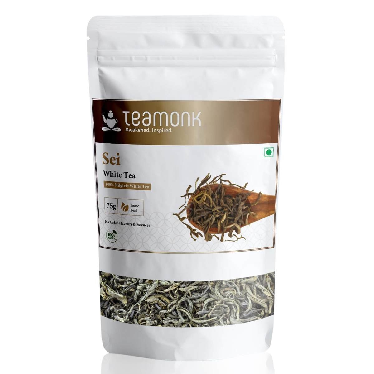 uk71gllP9oUgL-1.jpg Teamonk - Sei White Tea 75 Grams (Makes 38 Cups Of White Tea) | 100% Natural Nilgiris Tea | Supports Detoxification, Immunity & Skin Health | No Oils Or Artificial Aroma - Fast Shipping to USA & Canada - Image 1