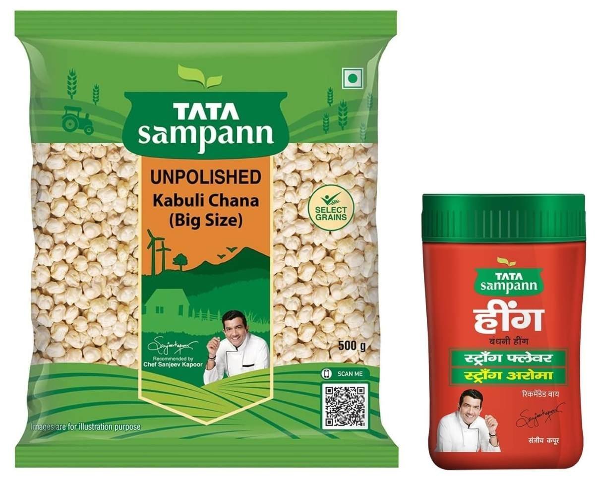 uk71h7nPlf6GL-1.jpg Tata Sampann Unpolished Kabuli Chana (Big Size), 500 g & Tata Sampann Hing (Bandhani Hing), Recommended by Chef Sanjeev Kapoor, Compounded Asafoetida, 50g - Fast UK Delivery - Image 1