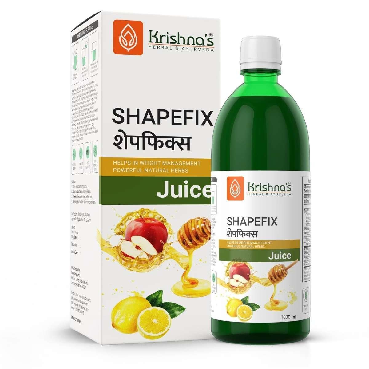 uk71h9hL-6OZL-1.jpg KRISHNA'S HERBAL & AYURVEDA Herbal Shapefix Juice With Natural Herbs, Helps In Weight Management, No Added Artificial Colors Or Flavours, Gluten Free - 1 Ltr (Pack Of 1) - Fast UK Delivery - Image 1