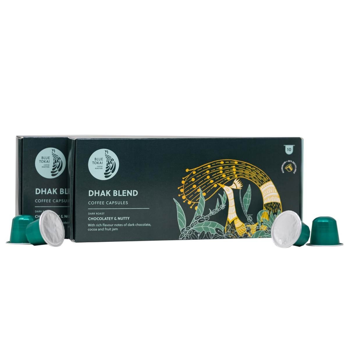 uk71iTBtTmjQL-1.jpg Blue Tokai Coffee Roasters Aluminium Capsules Dhak Blend- Dark Roast With 100% Speciality Arabica| 10 Pods In Each Pack | Nespresso Compatible Coffee Pods | Pack Of 2 - Fast UK Delivery - Image 1