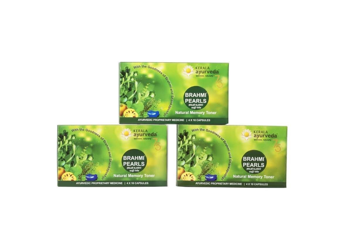 uk71jPS6ZmPL-1.jpg Kerala Ayurveda Brahmi Pearls for Mental Wellness - 40 Capsules | Promotes Brain Relaxation | Sharpens Mind | Supports Memory Retention & Concentration | Stress Relief & Better Sleep (Pack of 3) - Fast UK Delivery - Image 1