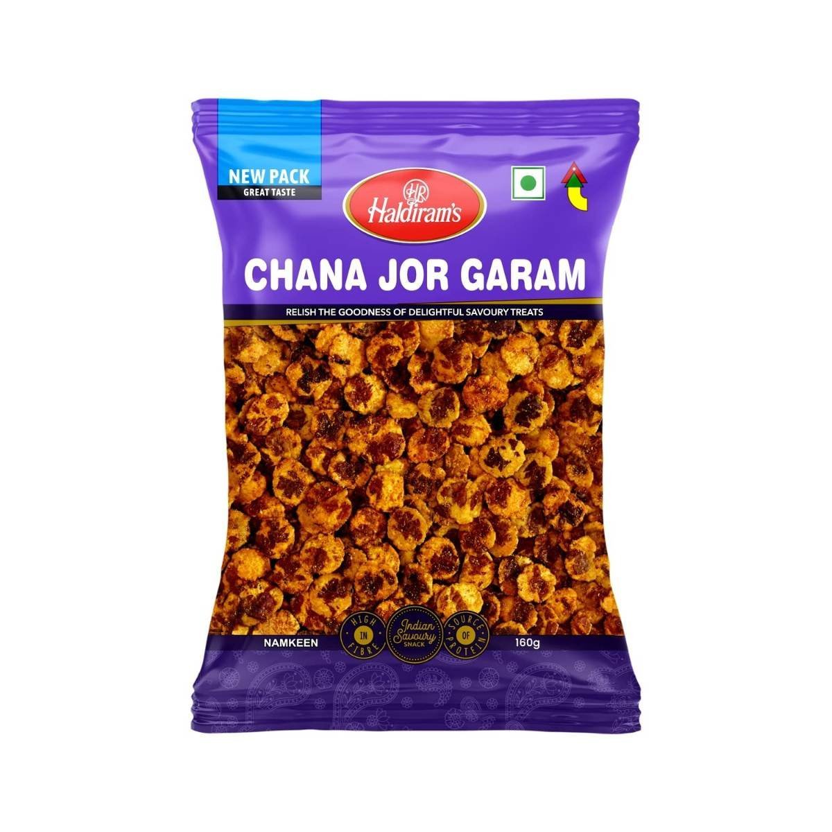 uk71jgN2cHC2L-1.jpg Haldiram's Chana Jor Garam | Namkeen | Spicy Chickpeas with Other Snack Ingredients | Contains No MSG | Zero Cholesterol, Trans Fat & Sugar | Spicy in Taste |150 g - Fast UK Delivery - Image 1