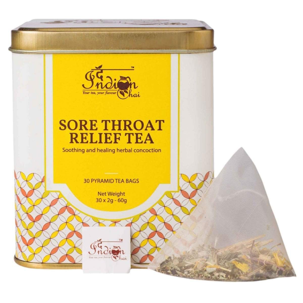 uk71js4eOytgL-1.jpg The Indian Chai Sore Throat Relief Tea 30 Pyramid Tea Bags | Boosts Immunity, Clears Respiratory Passages, Eases Discomfort, Relax Nerves - Embrace Natural Wellness | Herbal Tea - Fast UK Delivery - Image 1
