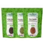 Neuherbs Unroasted Flax, Chia, and Pumpkin Seeds Combo for Improved Bone Health-(Flax seeds 400g + chia seeds 200g + pumpkin seeds 200g) - Fast UK Delivery