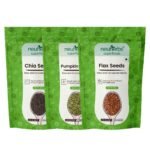 Neuherbs Unroasted Flax, Chia, and Pumpkin Seeds Combo for Improved Bone Health-(Flax seeds 400g + chia seeds 200g + pumpkin seeds 200g) - Fast UK Delivery