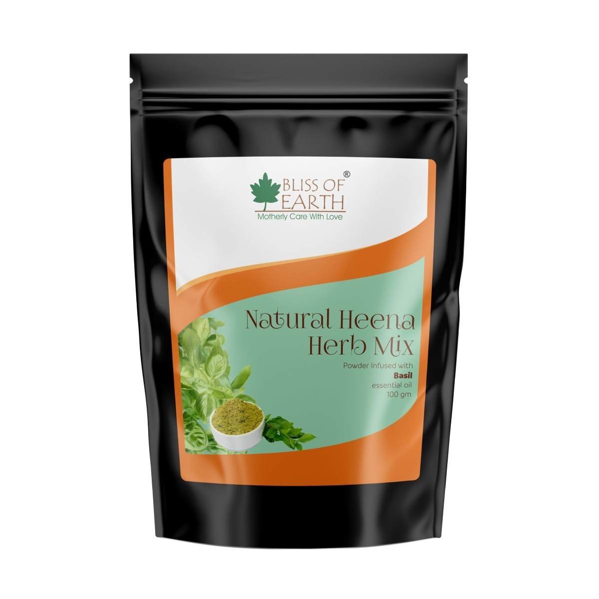 uk71onm0hdYHL-1.jpg Bliss of Earth Herbal Henna For Hair Basil, Blended With Herbs Amla, Neem, Babul Gum and & Basil Essential Oil For Long Lasting Hair Color, Hair Nourishment, 100gm - Fast UK Delivery - Image 1