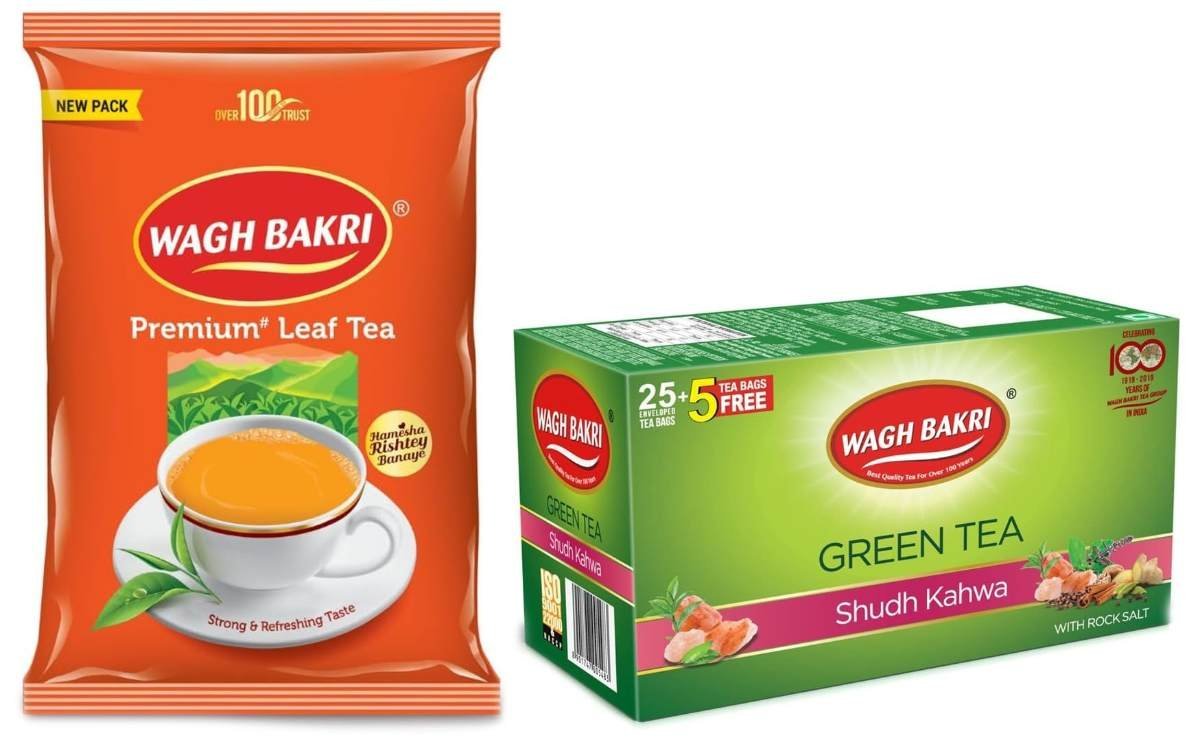 uk71pPdcV0GVL-1.jpg Wagh Bakri Leaf Tea Poly Pack, 500g & Wagh Bakri Green Tea Shudh Kahwa Tea Bag, 25 Tea Bag*2.5g, 62.5g - Fast UK Delivery - Image 1