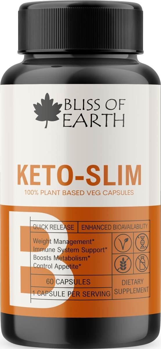 uk71s9Ksd9oNL-1.jpg Bliss of Earth Keto Slim Weight Management Pills, Keto Diet Safe, 100% Natural Fat Burner, Appetite Suppressant, Non-GMO, Gluten Free, 60 Veg Capsules - Fast UK Delivery - Image 1