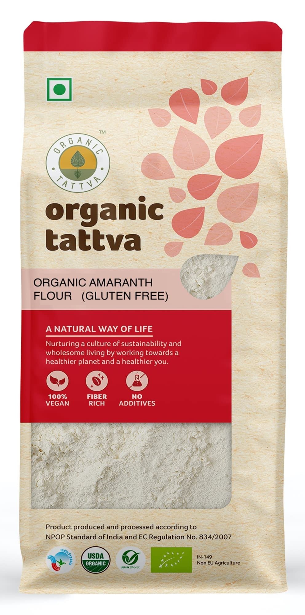 uk71skMQSwAOL-1.jpg Organic Tattva, Organic Amaranth (Rajgira) Gluten Free Flour- 500gram | Certified Organic, Rich in Protein and Fiber - Fast UK Delivery - Image 1