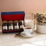 Octavius Tea Time Treasure | Black Tea infusions | 4 Assorted Exotic Loose Leaf Black Teas| Packed in Charming Cork-Lid Glass Vials | Premium Christmas Gift Hamper Box| Tea Gift Set for Tea Lovers - Fast UK Delivery