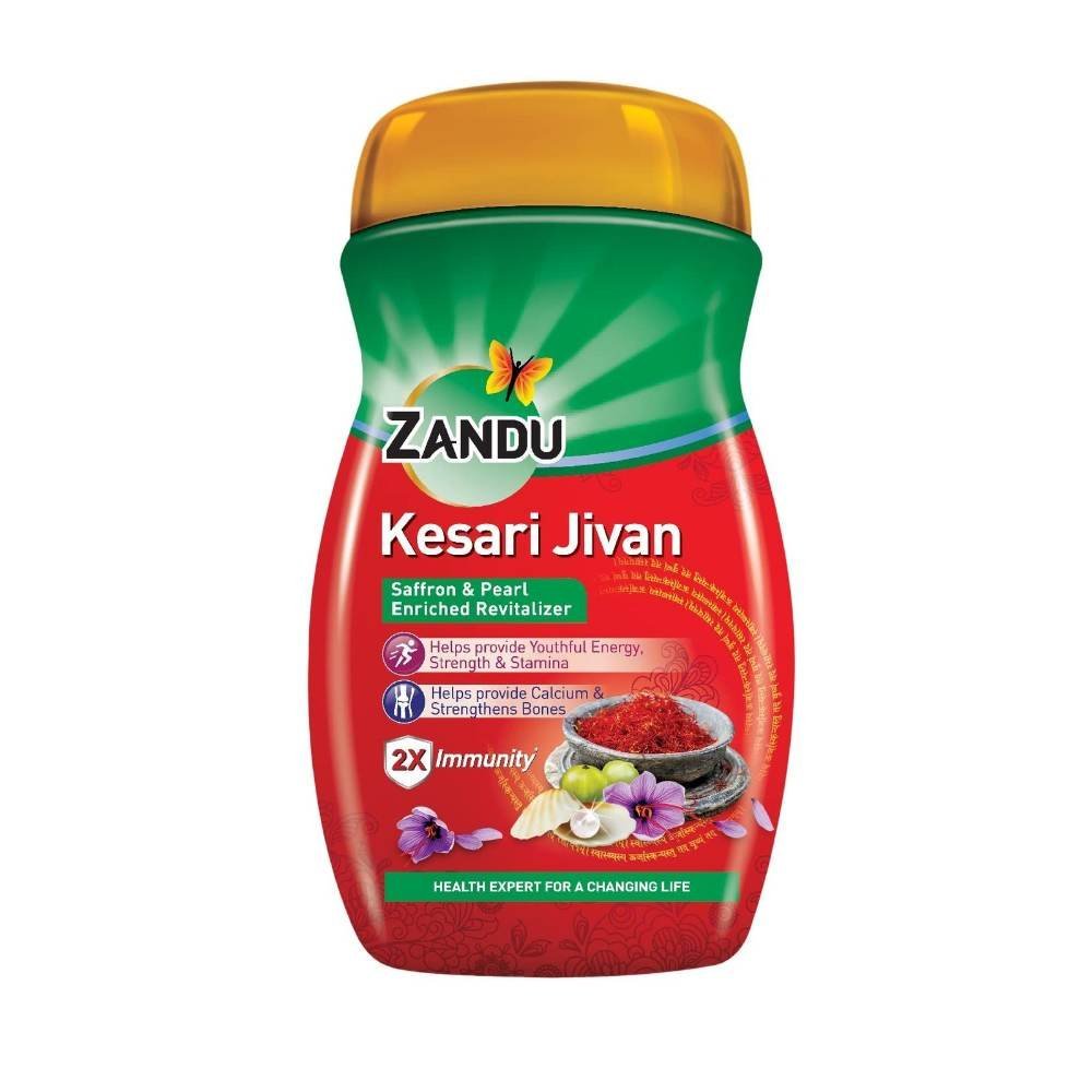 uk71w2Hef-9PL-1.jpg Zandu Kesari Jivan Chyawanprash-900g with Anti Age Action Formula|Provides Youthful Energy, Improves Respiratory & Digestive Health, Builds Strength & Stamina| Saffron and Pearl Enriched Revitalizer - Fast UK Delivery - Image 1