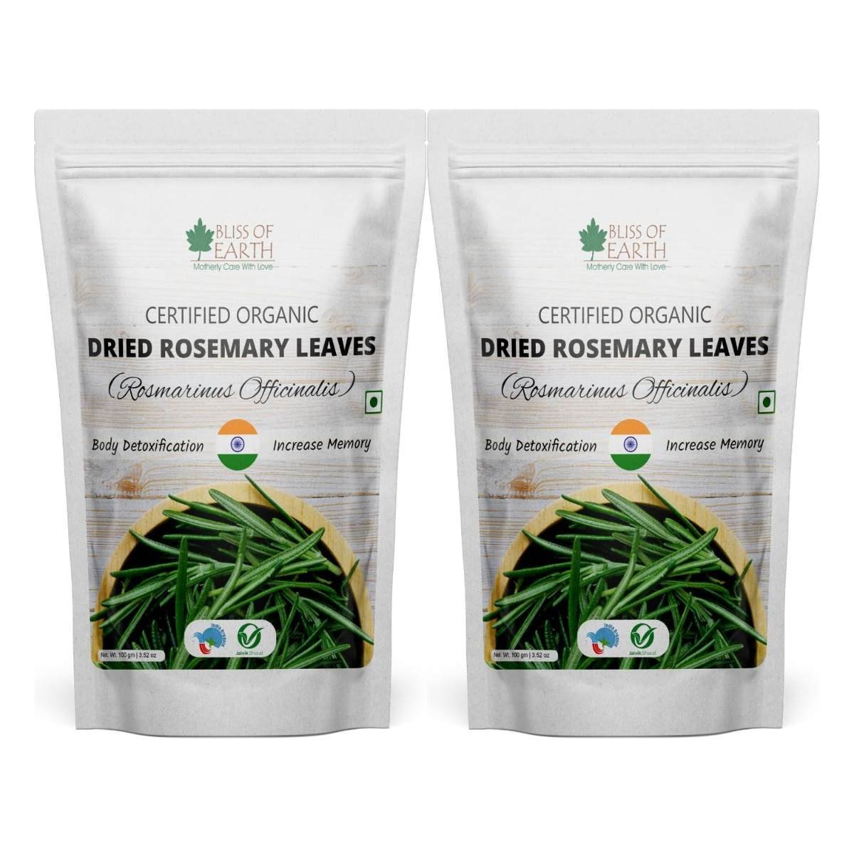 uk71wglxtZk9L-1.jpg Bliss of Earth Dried Rosemary Leaves Certified Organic Rosmarinus Officinalis Great for Tea, Cooking, Hair & Memory 2x100GM - Fast UK Delivery - Image 1