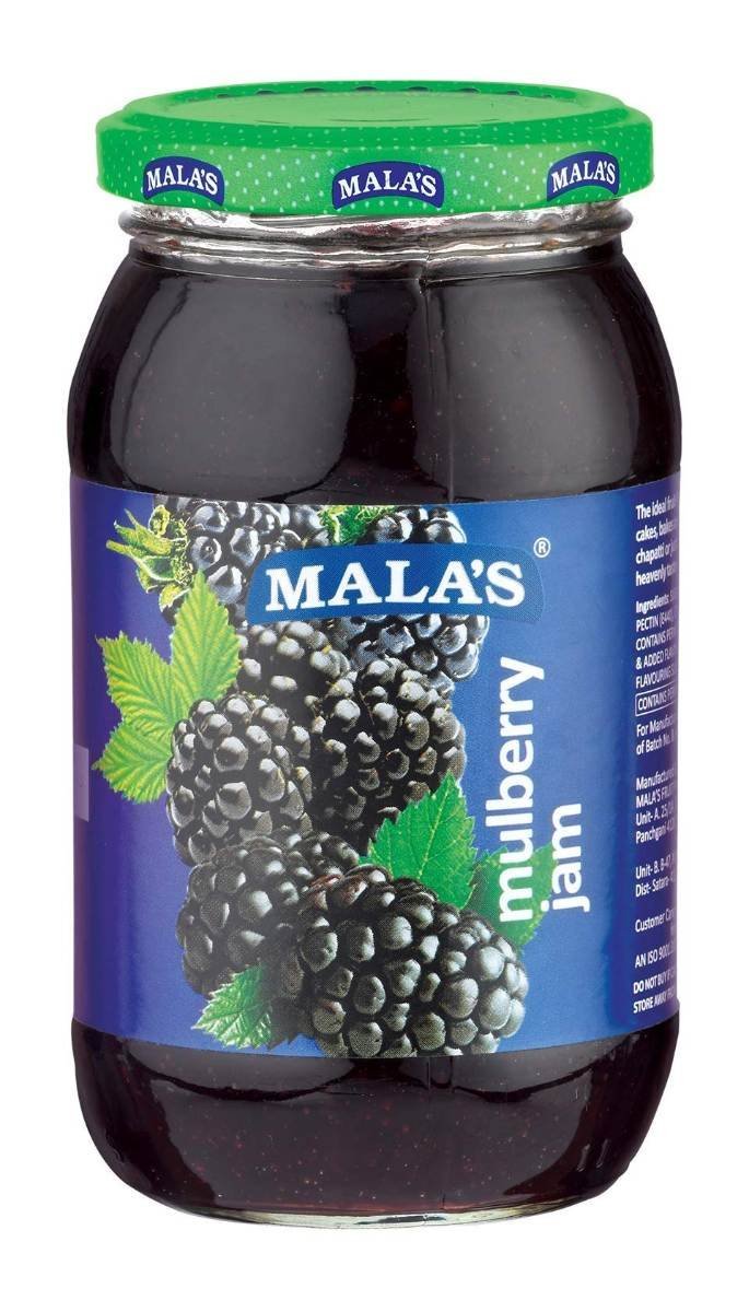 uk71xgjZlJTSL-1.jpg Mala's Jam Glass Bottle (Natural and Real Fruit Extracts) Mulberry, 500 gram - Fast UK Delivery - Image 1