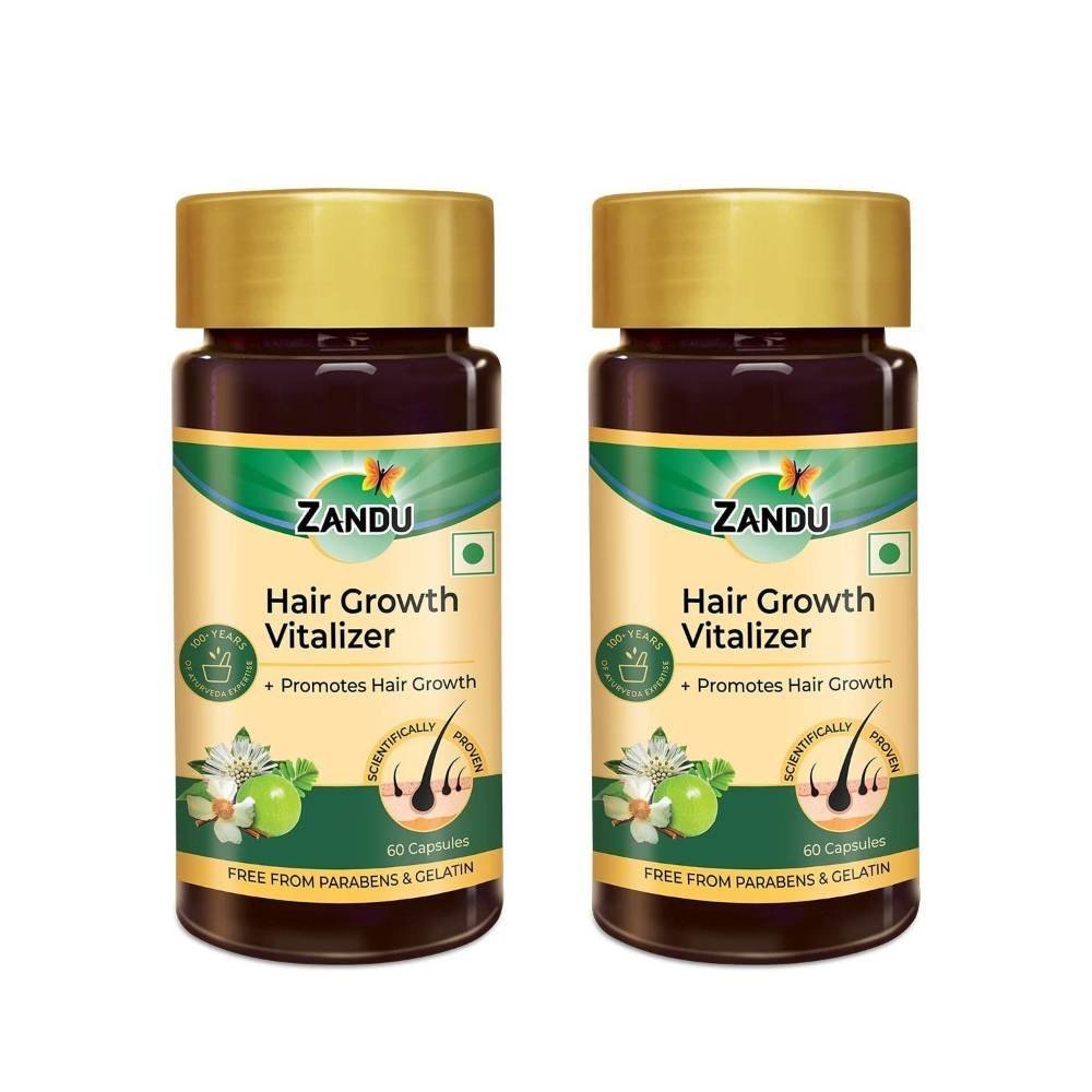 uk71xkszVTK4L-1.jpg Zandu Hair Growth Vitalizer?A Formulation Prepared With Selected Herbs To Take Care of Your Hair|Useful In Nourishing Hair & Scalp (60 Capsules x 2) - Fast UK Delivery - Image 1