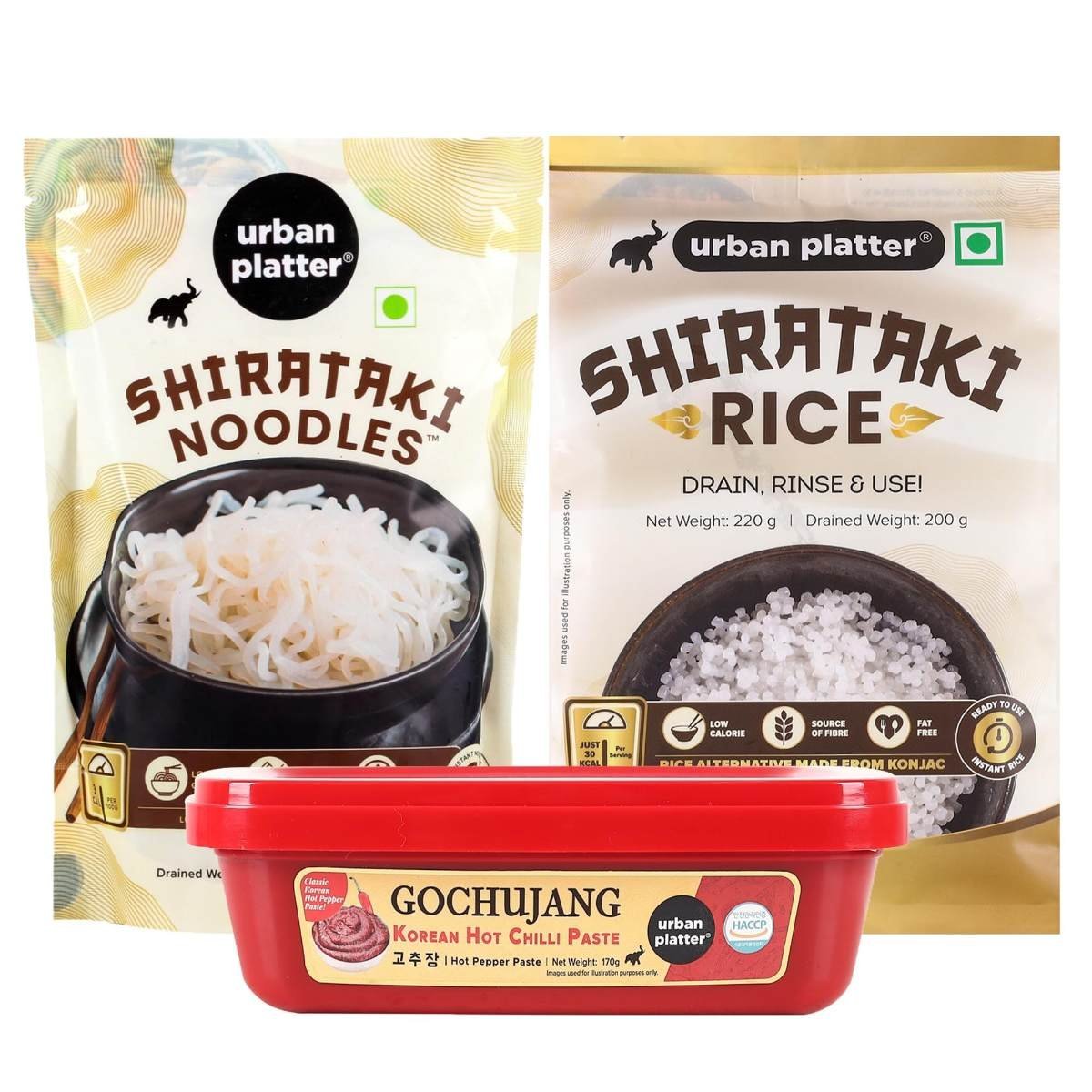 uk810JORes90L-1.jpg Urban Platter Shirataki Noodles, 270g + Shirataki Rice, 220g + Classic Korean Gochujang, 170g (Combo Pack) - Fast UK Delivery - Image 1