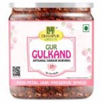 Dhampurgreen Gur Gulkand | Rose Petal Spread | Jam | Artisanal Damask Mouth Freshener | Indian Gulab Mukhwas For Paan | Made With Gur Jaggery, 500 grams - Fast UK Delivery