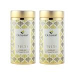 Octavius Tulsi Whole Leaf Green Tea | Immunity Booster |Natural Remedy for Cold and Cough |Loaded with Antioxidants |Packed in Decorative Tin Can | 20 Pyramid Tea Bags (Pack of 2) - Fast UK Delivery