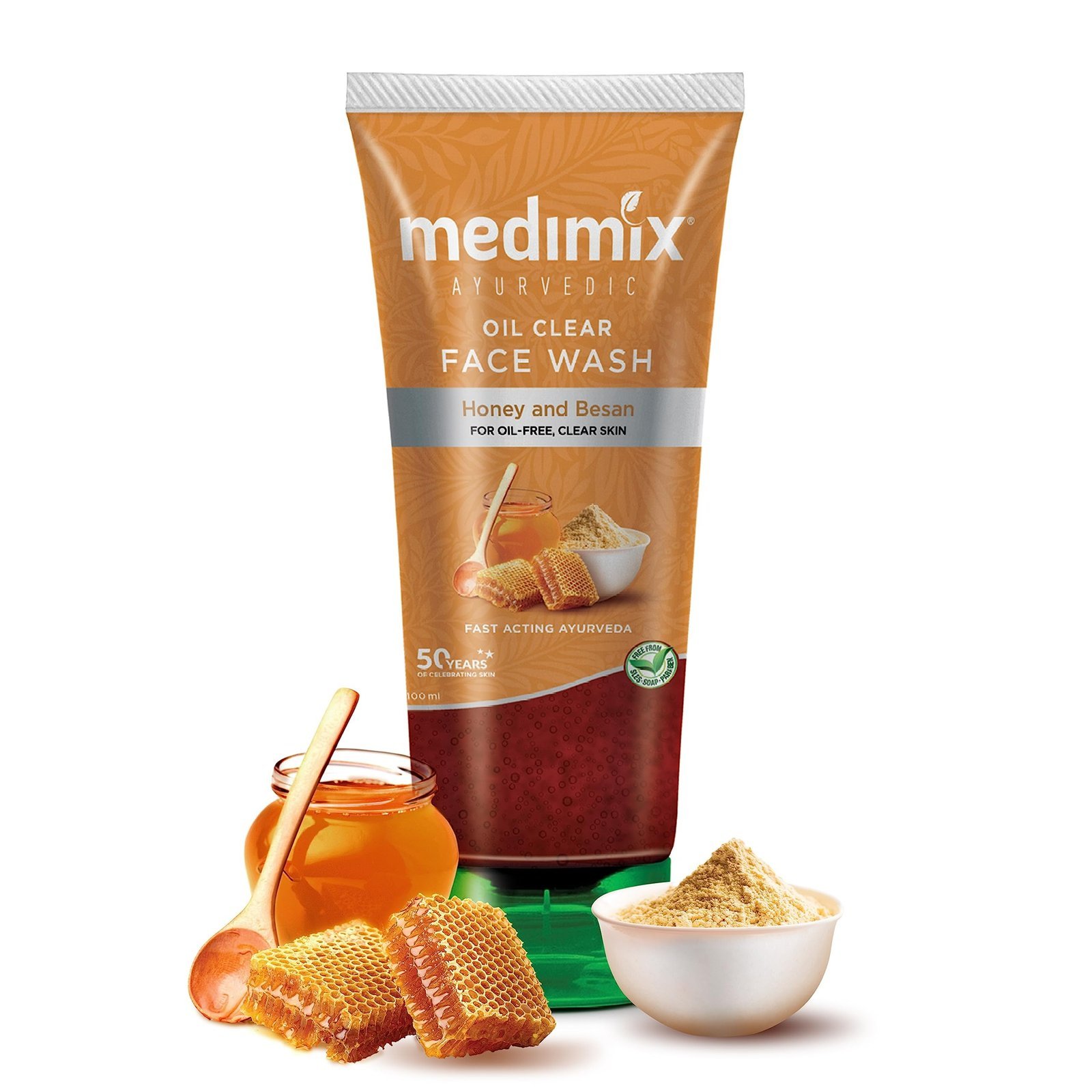 uk815i1xs8dVL-1.jpg Medimix Ayurvedic Oil clear Face Wash for youthful and glowing skin | With Honey and Besan| 100 ml - Fast UK Delivery - Image 1