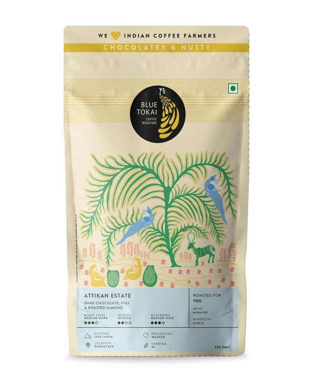 uk819XSskgu3L-1.jpg Blue Tokai Coffee Roasters Attikan Estate - Medium Dark Roast (Whole Bean) 150Gm| Made With 100% Specialty Grade Arabica Freshly Roasted Ground Coffee, Bag - Fast UK Delivery - Image 1