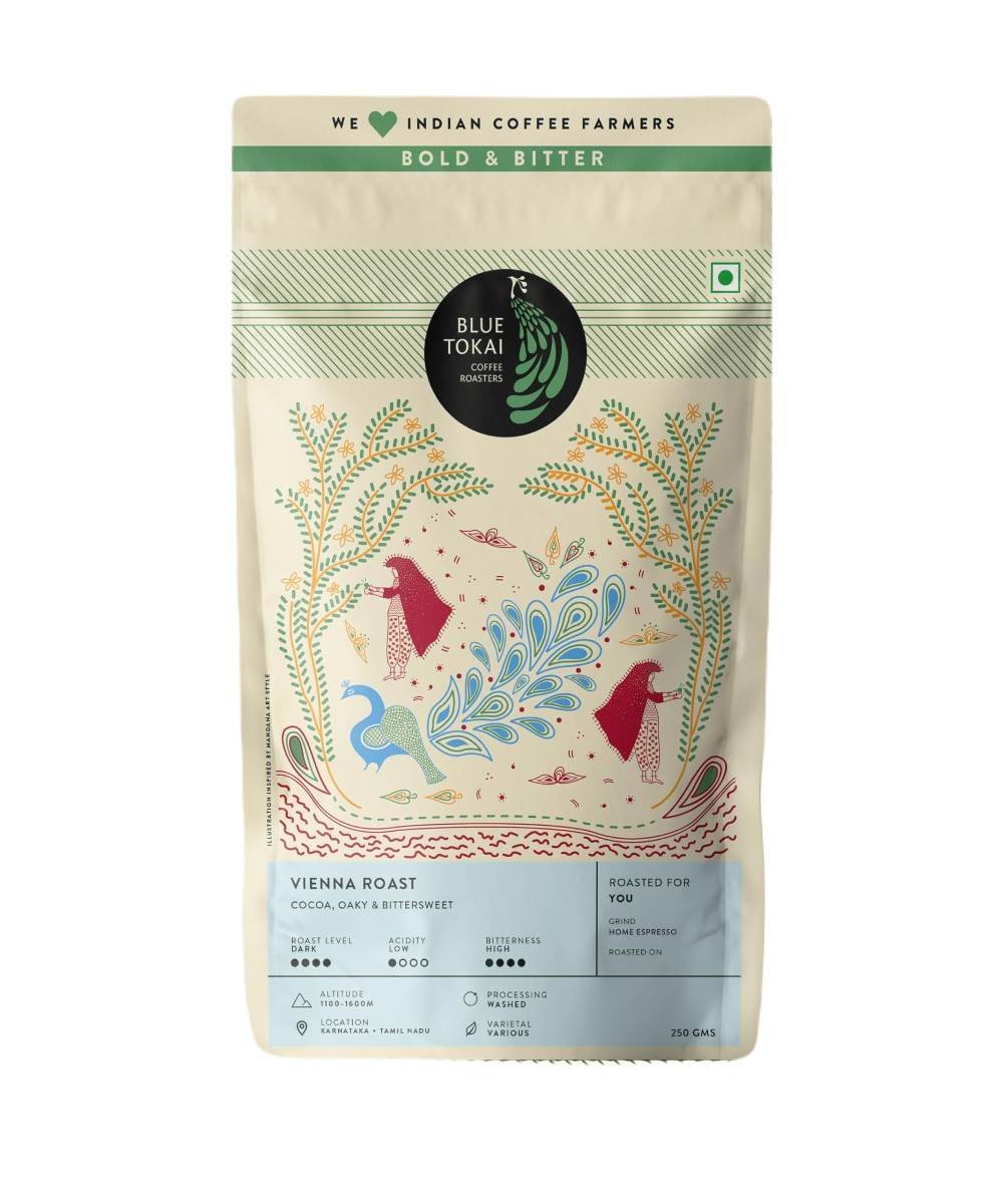 uk81AMtdATNpL-1.jpg Blue Tokai Coffee Roasters Vienna Roast - Dark Roast (Home Espresso Grind) 250g| Made With 100% Specialty Grade Arabica Freshly Roasted Ground Coffee, Bag - Fast UK Delivery - Image 1