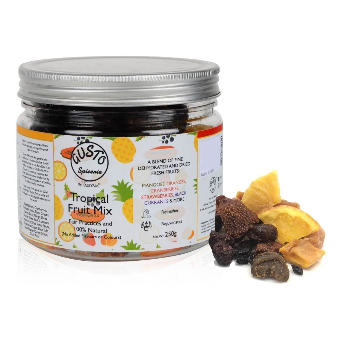 uk81CzEQOirL-1.jpg Tassyam Healthy Tropical Fruit Mix by Tassyam, 250g Sulphur-Less Premium Dry & Dehydrated Fruit Trail Mix by Tassyam - Fast UK Delivery - Image 1