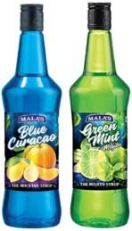 Mala's Fruit Mocktail Syrup, Blue Curacao Mocktail, 750ml & Fruit Mocktail Syrup Green Mint 750ml, 1 count - Fast UK Delivery