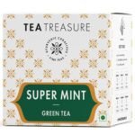 Tea Treasure Super Mint Green Tea - 10 Pyramid Tea Bags - Blend of Earl Green, Mint, Spearmint, Peppermint, Lemongrass - Green Tea | Mint Tea | Green Tea Bags - Fast UK Delivery